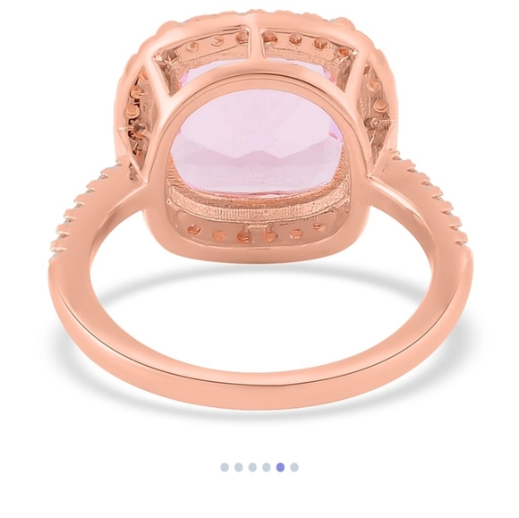 🆕️ Size 7 Simulated Morganite, Simulated Diamond Halo Ring in Rosetone 10.50 Cw - Picture 6 of 12